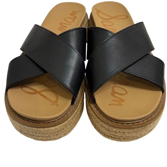 Madewell Korina Slide On Platform Sandals Size 9 Black Leather Upper - Picture 2 of 6